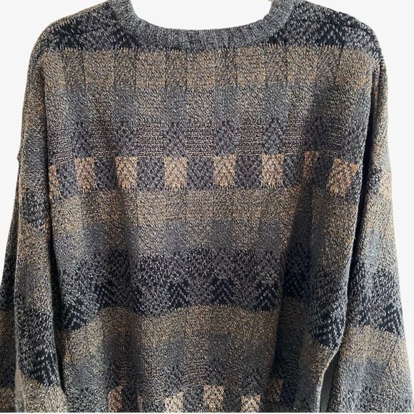 Vintage Towncraft Checkered Acrylic Oversized Grandpa Slouchy Sweater Size 3XL - Picture 5 of 8